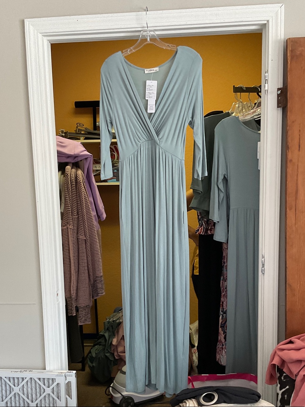 Hello MIZ Sage Green Wrap-Front Maxi Dress